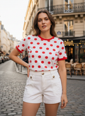 Tee shirt à pois rouge