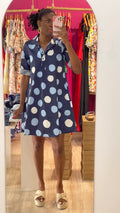 Robe à point bleu foncé