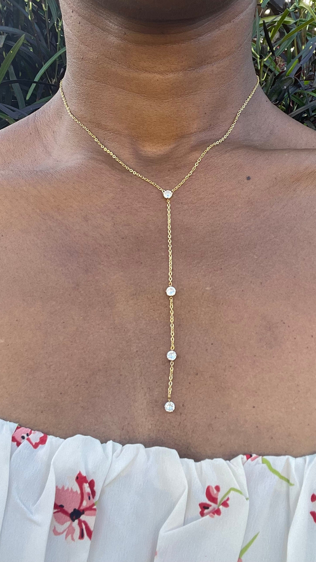 Collier Y Doré à Strass