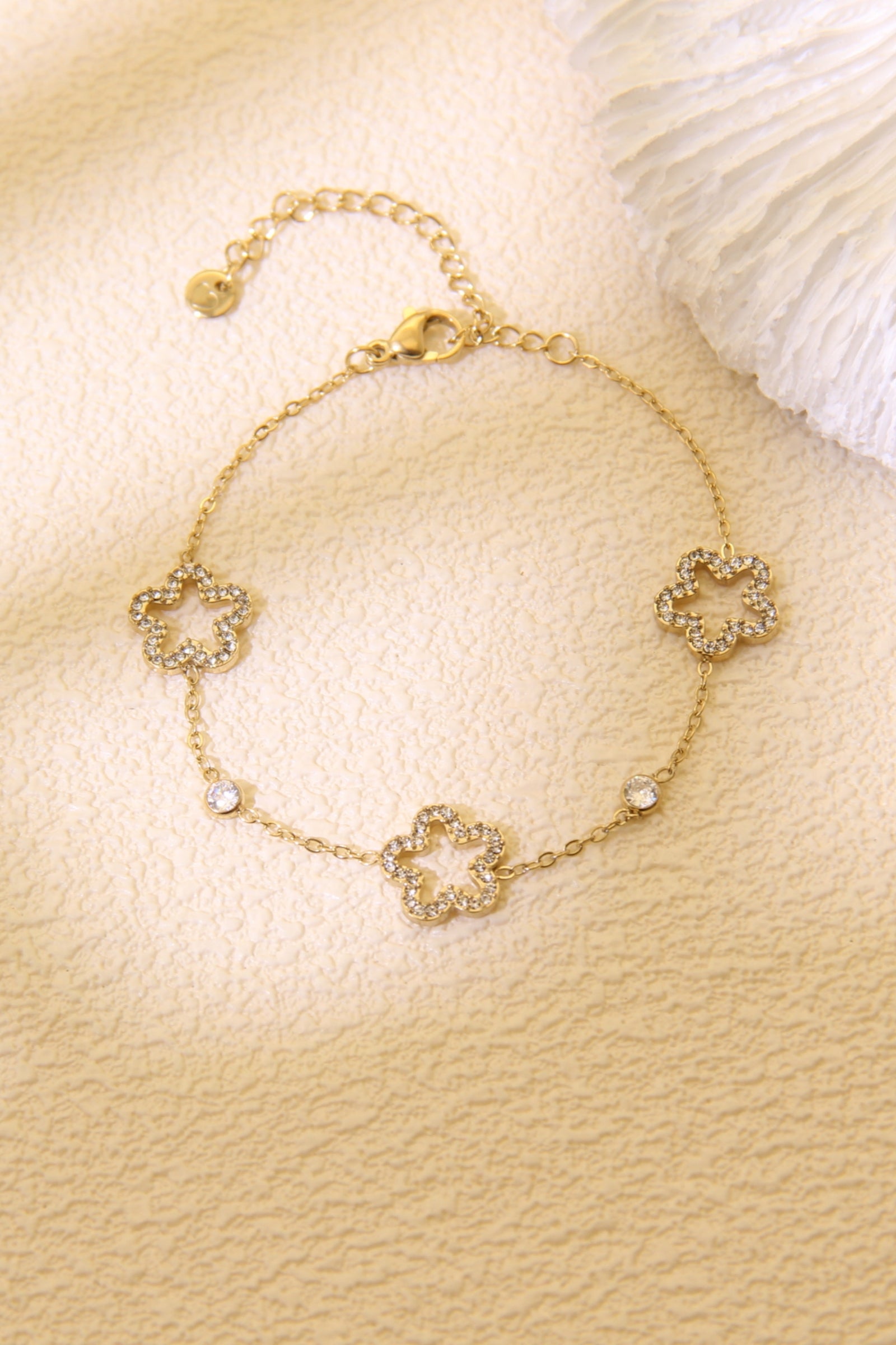 Bracelet Trèfle Strass Doré