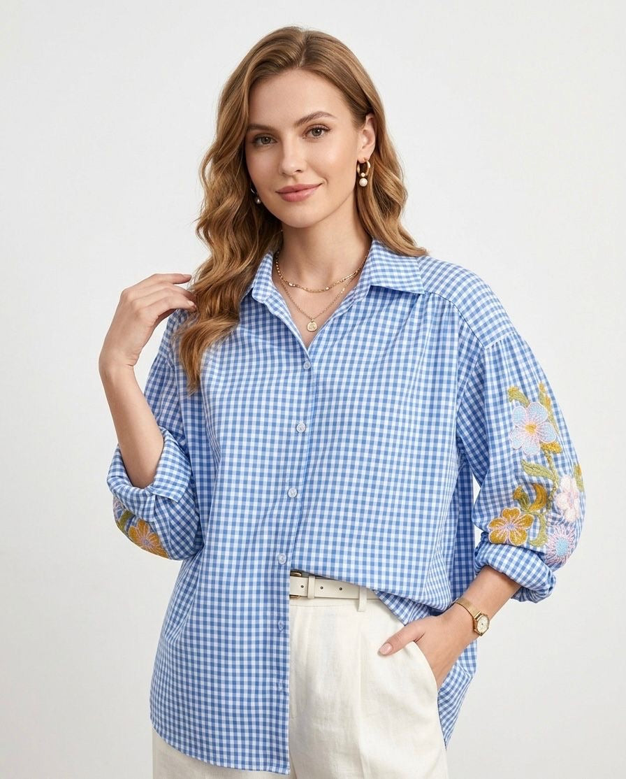 Chemise à carreaux bleu